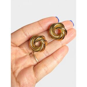 Gold Knot Stud Earrings Chunky Minimalist Stainless Steel Non Tarnish